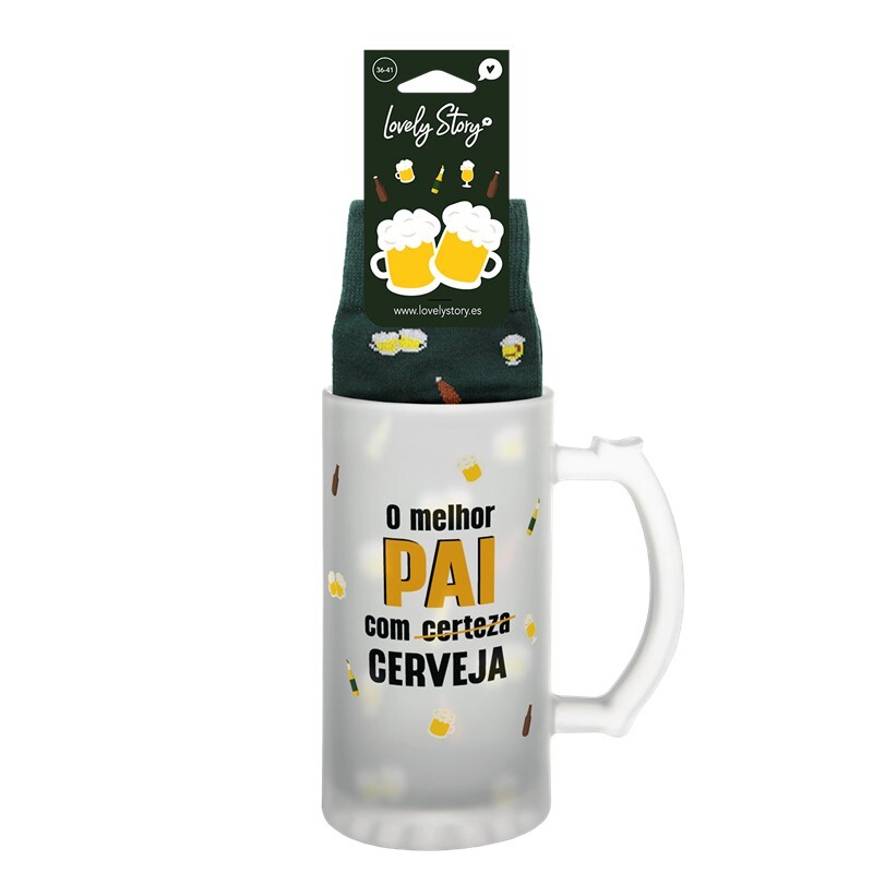Caneca de Cerveja + Meias – O melhor Pai com cerveja | Lovely Story