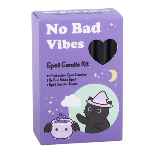 Kit de 12 Velas de Ritual Pretas com Suporte