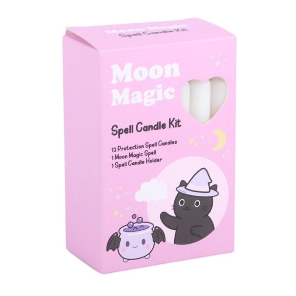 Kit de 12 Velas de Ritual Brancas com Suporte – Magia da Lua