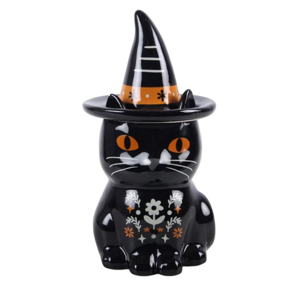 Queimador de Óleos em Forma de Gato Preto com Tampa