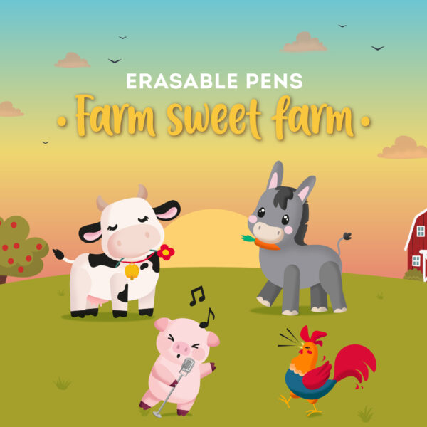 Conjunto de 4 canetas apagáveis Farm Sweet Farm | Legami