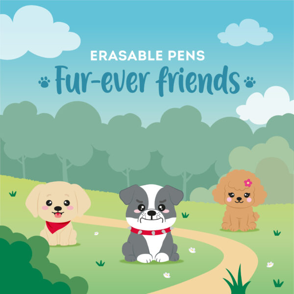 Conjunto de 3 canetas apagáveis Fur-ever Friends | Legami