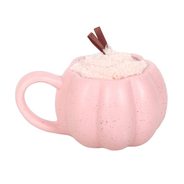 Conjunto de Caneca Abóbora Rosa de 400 Ml e Meias
