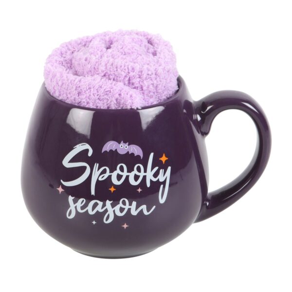 Conjunto de Caneca Lilás de Halloween de 500 Ml e Meias